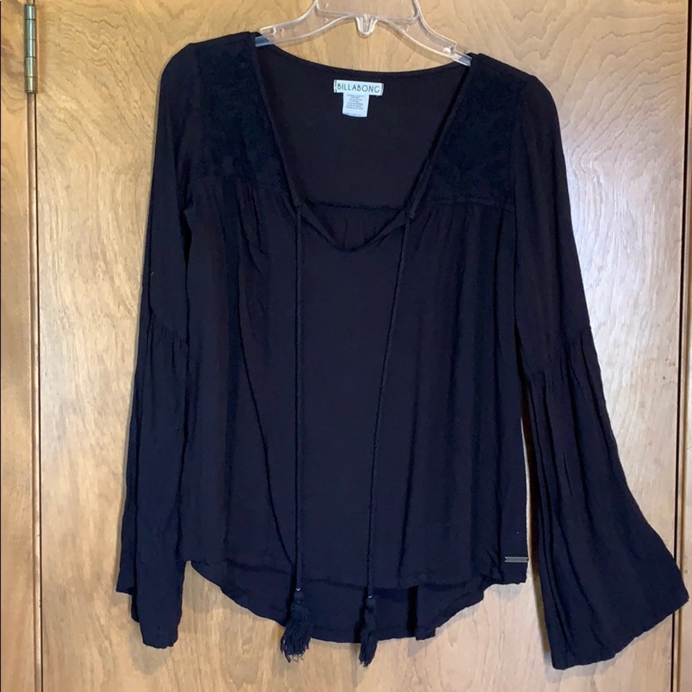 Billabong black peasant top size s
